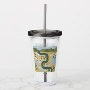 Snyggt tecknad Landskap semesterresa karta Take Away Mugg