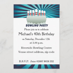 Snyggt Ten Pin Bowling Födelsedagsfest inbjudan