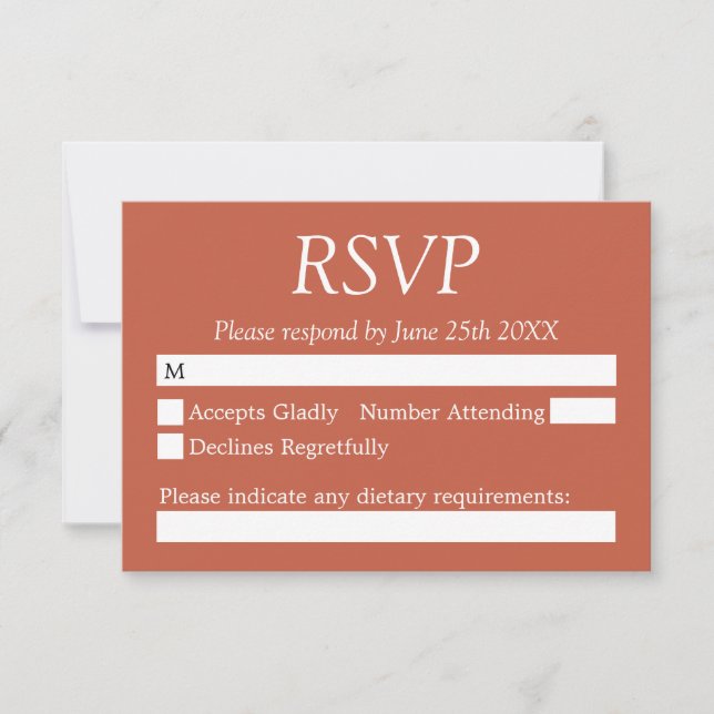 Snyggt Terracotta Bröllop OSA Card Kort (Framsida)