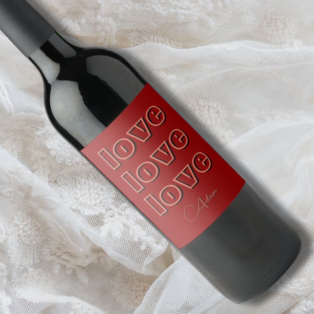 Snyggt Terracotta Clean 3 x Kärlek | Red Velvet Vinflaska Etikett (Skapare uppladdad)