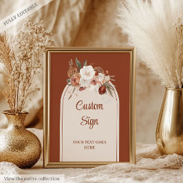 Snyggt Terracotta Pampas Sage Boho Arch Anpassning Poster