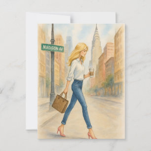 Snyggt tjej på Madison Ave i NYC Vykort