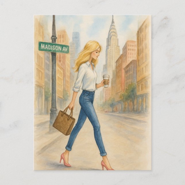 Snyggt tjej på Madison Ave i NYC Vykort (Framsida)
