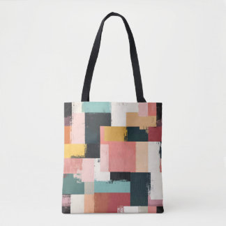 Snyggt Tote Bag med färgfull geometrisk Mönster Tygkasse