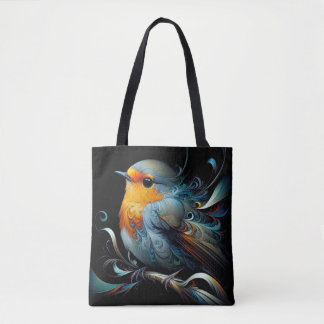 Snyggt Tote Bag, medel-Robin Bird-utskrift Tygkasse