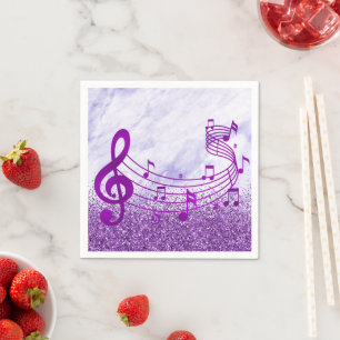 Snyggt Treble Musical Note Lila Glitter Pappersservett