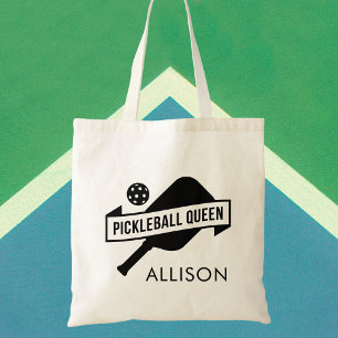 Snyggt Trendig Black and White Pickleball Namn Tygkasse