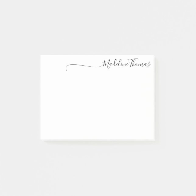 Snyggt Trendig Calligraphy Namn Black Post-it Block (Framsida)