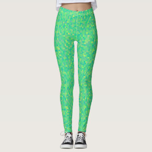 Snyggt Trendig Grönt/Gult Pixel Mosaic Mönster Leggings
