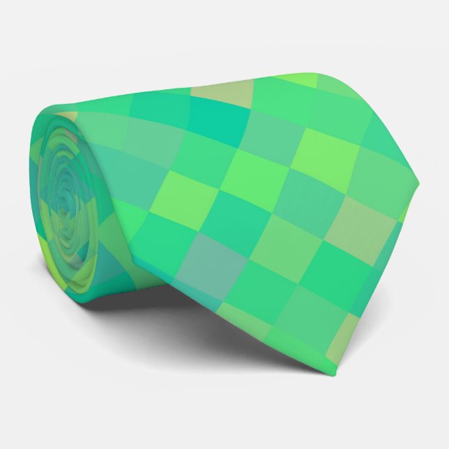Snyggt Trendig Grönt/Gult Pixel Mosaic Mönster Slips (Rullad)