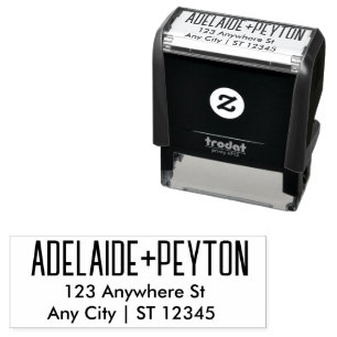 Snyggt Trendig par   Script Bröllop Adress Självfärgande Stämpel