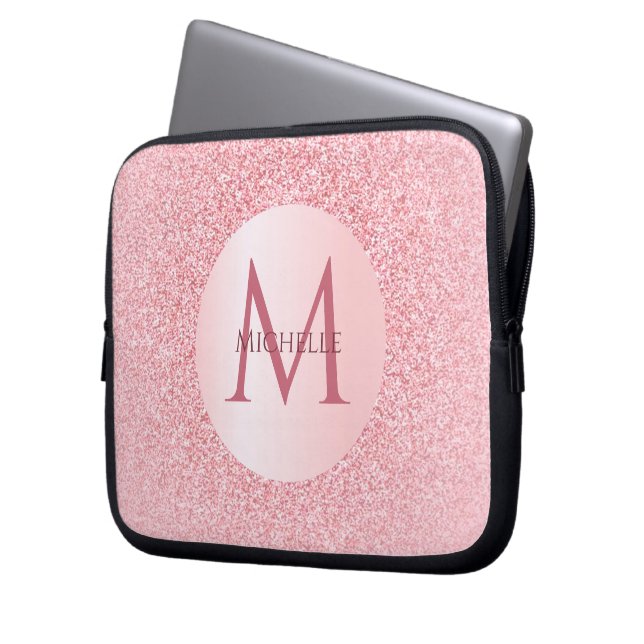 Snyggt Trendig Ro Guld mall Monogram Girly Laptop Fodral (Framsidan Vänster)