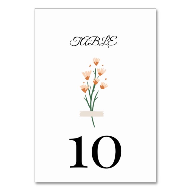 Snyggt Trendig Rosa Watercolor Wildblomma Bordsnummer (Framsidan)