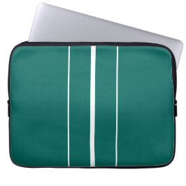 Snyggt Trendig Teal White Lodrät Tävla Rand Laptop Fodral