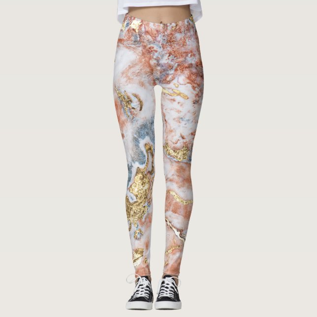Snyggt Trendigt Ombre Marmormönster Leggings (Framsida)