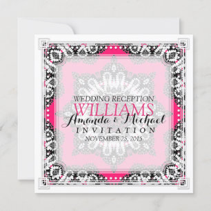 Snyggt Tribal Shock rosa+Black Wedding-inbjudninga Inbjudningar