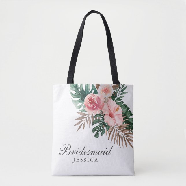 Snyggt Tropical Bridesmaid Tote Bag Tygkasse (Framsida)
