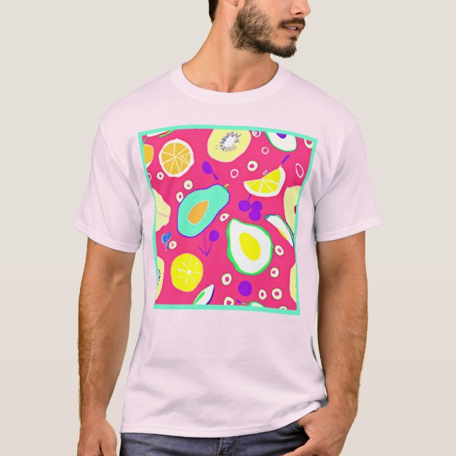Snyggt Tropical Fruits Mönster Art. Köp nu T Shirt (Framsida)