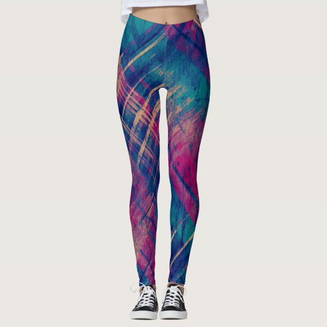 Snyggt Tryckbarhetskontrollens Rosa Lila Blue Leggings (Framsida)