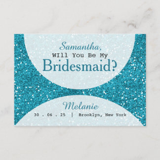 Snyggt Turcos Blue Glitter Bridesmaid Inbjudningar