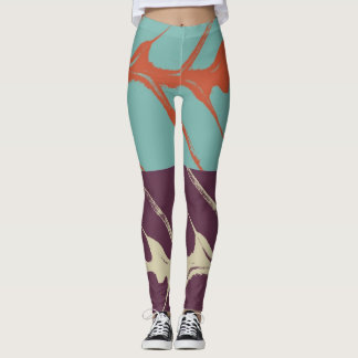 Snyggt Turcos Lila Orange Löv #3 Leggings