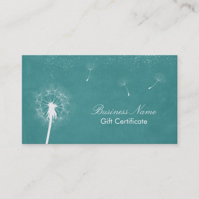 Snyggt Turcouise Dandelion Gift Certificate Rabattkort (Framsida)