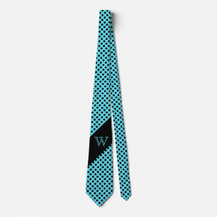 Snyggt Turkos & Black Polka Dot Monogram Tie Slips