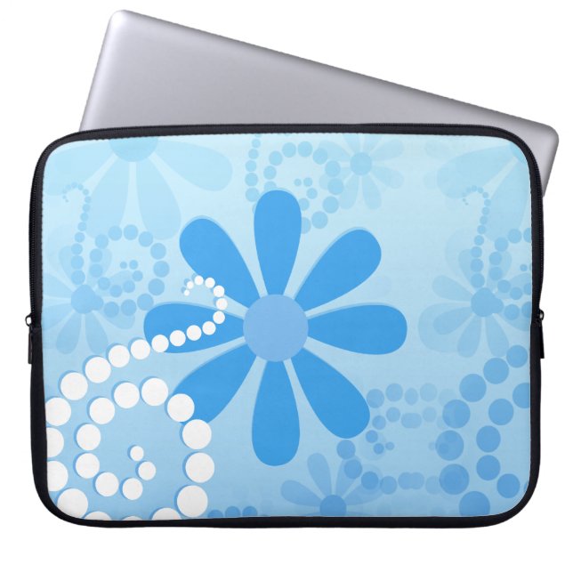 Snyggt Turkos Blue Blommigt Retro Daisy Flowers Laptop Fodral (Framsidan)