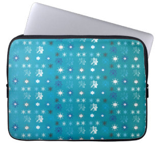 Snyggt, turkos och vit, stjärnor och snöflingor laptop sleeve