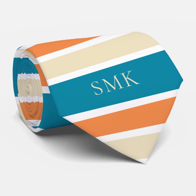 Snyggt Turkos Teal Orange Rand Monogram Slips (Rullad)
