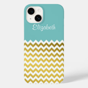 Snyggt Turquise, White and Guld Chevron Anpassning