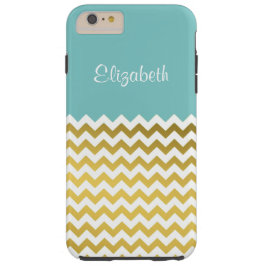 Snyggt Turquise, White and Guld Chevron Anpassning