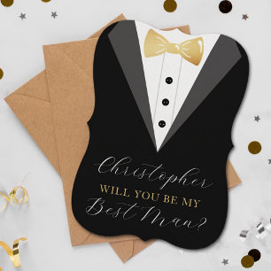 Snyggt Tuxedo Best Man Bröllop Frieri kort