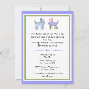 Snyggt Twillingars Par Baby Shower-inbjudan Inbjudningar
