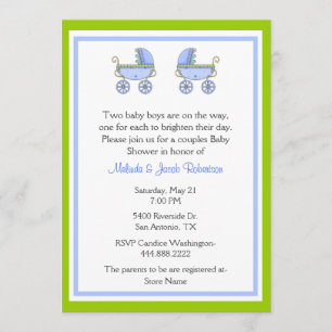 Snyggt Twin Boys Par Baby Shower-inbjudan Inbjudningar
