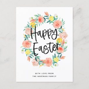 Snyggt Typografi Vattenfärgad Blommigt Utandning P Helg Vykort