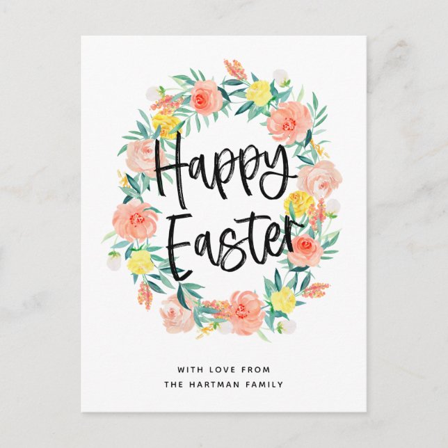 Snyggt Typografi Vattenfärgad Blommigt Utandning P Helg Vykort (Framsida)