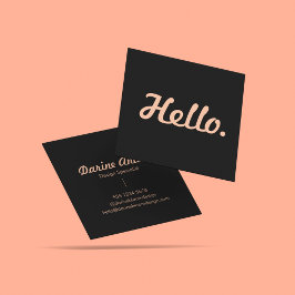 Snyggt Typography Rosa & Black Hej Avslappnad Tren Fyrkantigt Visitkort