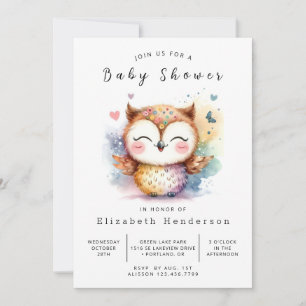 Snyggt Utskrivbar Uggla Baby Shower Inbjudningar