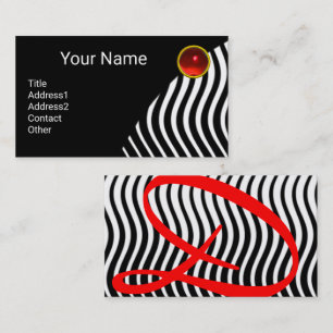 SNYGGT VÅGAR BLACK WHITE Red Ruby Monogram Visitkort