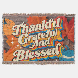 Snyggt välsignad, tacksam och tacksam Thanksgiving Filt