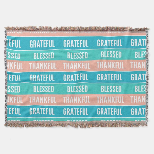 Snyggt välsignad, tacksam och tacksam Thanksgiving Filt (Framsidan)