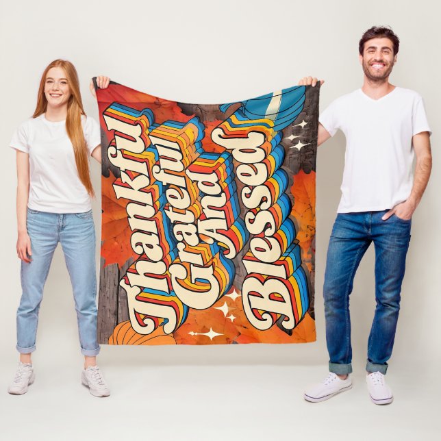 Snyggt välsignad, tacksam och tacksam Thanksgiving Fleecefilt (På plats)