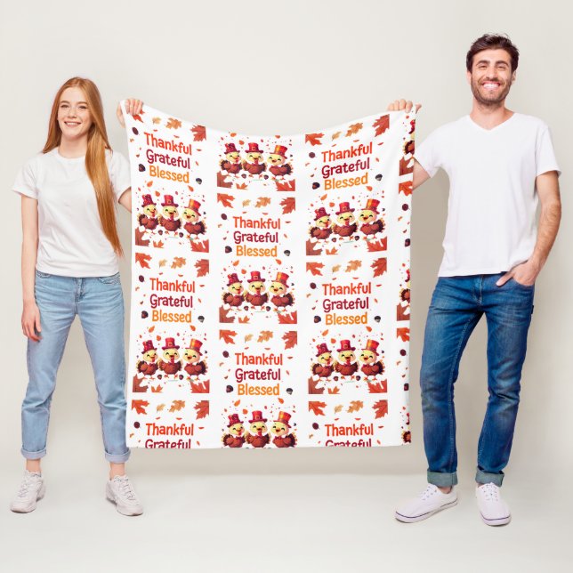 Snyggt välsignad, tacksam och tacksam Thanksgiving Fleecefilt (På plats)