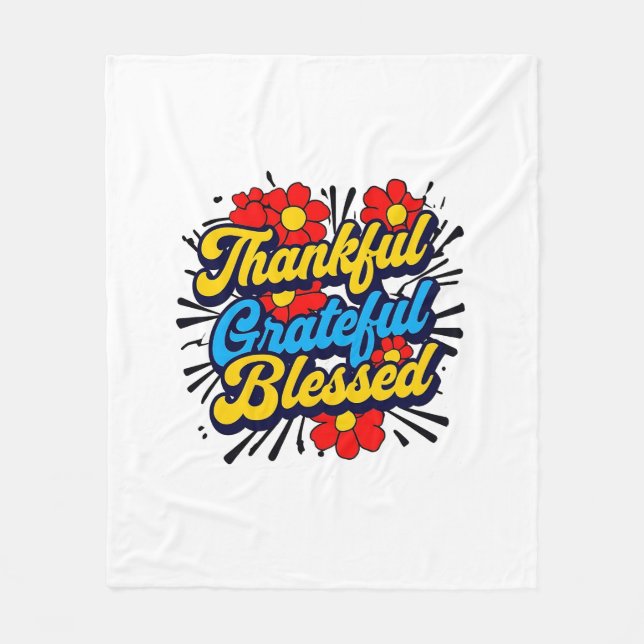 Snyggt välsignad, tacksam och tacksam Thanksgiving Fleecefilt (Framsidan)