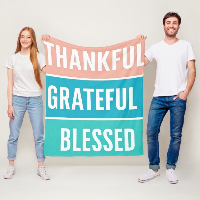 Snyggt välsignad, tacksam och tacksam Thanksgiving Fleecefilt (På plats)