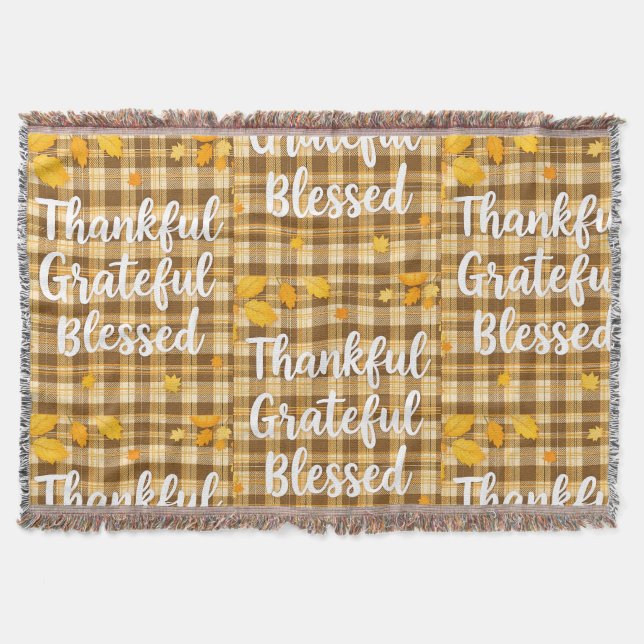 Snyggt välsignad, tacksam, tacksam Thanksgiving Filt (Framsidan)