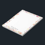 Snyggt Vår Blommönster Personlig Namn Anteckningsblock<br><div class="desc">Ett söt modernt botaniskt mönster med en mängd söta blommor i vackra skuggor av lila,  orange och gult,  personlig med ditt namn. Kontakta mig med frågor eller förfrågningar.</div>