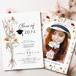 Snyggt Vår Wildbloms Studentfest Photo Inbjudningar<br><div class="desc">Fira din student-milstolpe i stil med vår Snyggt Vår Wildbloms Studentfest Fotoinbjudan. Med en fantastisk Watercolor Wildbloms Meadow Bouquet, och ett foto av student längst bak, anger den här inbjudan tonen för en botanisk blommigt party fylld med elegans och charm. De ömtåliga rosorna och de pulserande popparna i färg skapar...</div>