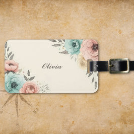 Snyggt Vattenfärg Sketchy Flowers Bagagebricka